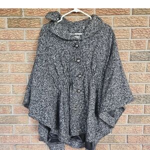 STEVE MADDEN GRAY CARDIGAN COAT JACKET Poncho w/Buttons Large